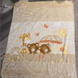 Vtg Pierre Cardin Paris Baby Blanket Plush Mink Giraffe Bear Moon 41x52